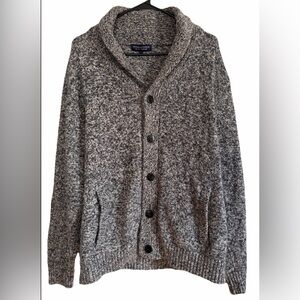 Roundtree & Yorke Cardigan Men's Size Large Gray Shawl Collar Grandpa Old Money